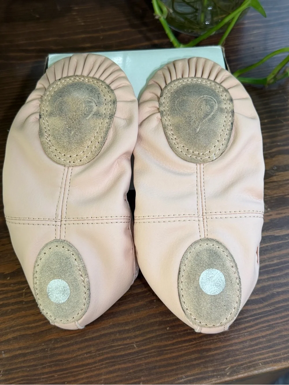 Stelle Pink Leather Split Sole Ballet Slippers Shoes Unisex Size 10M-11M